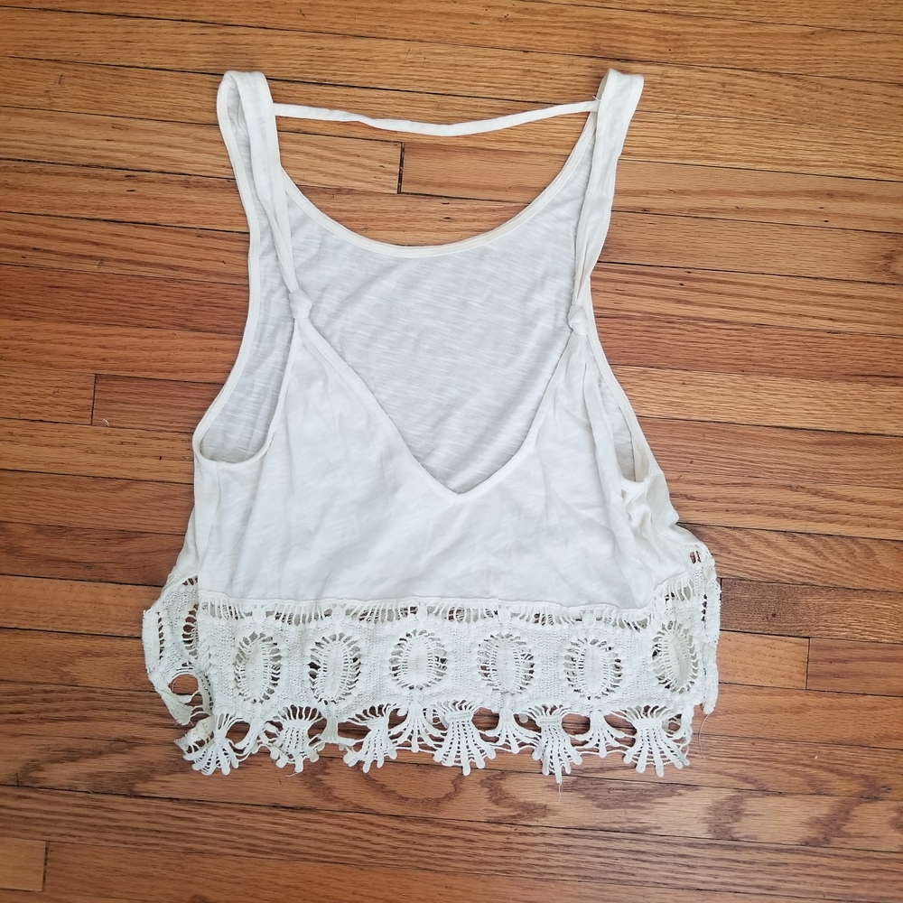 White Lace Trim Tank Top